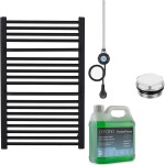 CERANO Koupelnový elektrický radiátorový set Antonio - WIFI - 300W - černá matná - 860x550 mm