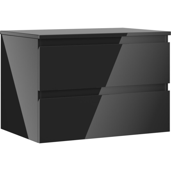 MEXEN/S - Orio koupelnová skříňka pod umyvadlo 70 cm s deskou, 2 zásuvky, černá lesk 91A10-07047-2-BFFC70