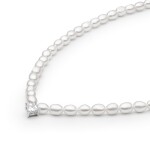 Perlový náhrdelník se zirkonem - stříbro 925/1000, sladkovodní perla, 38 cm + 3 cm (prodloužení) Bílá