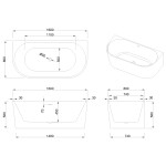 INVENA - Volně stojící vana příčné 160 cm Astri se sifonem AN-03-16U-F
