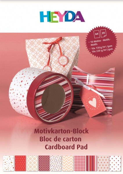 Heyda Červené kartony s motivy A4 v sadě 100 g a 220 g