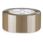 36 x PP lepicí páska s firemním potiskem RAJA, standardní, 2 barevný potisk,hnědá, 48mm x 66m