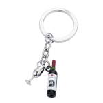 TROIKA klíčenka - láhev vína, sklenička \"Bordeaux\", kovová, mix barev