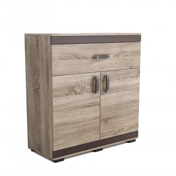 Komoda P25 100 cm Barva korpusu: Trufla, Lišta: Dub - canyon, Barva dvířek: Trufla
