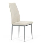 Židle jídelní, krémová látka, šedé kovové nohy