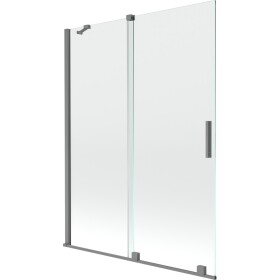 MEXEN/S - Velar dvoukřídlá posuvná vanová zástěna 130 x 150, transparent, grafit metal 896-130-000-01-95