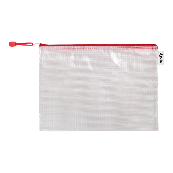 Djois obálka se zipem, A4, PVC síťovina, červená, 8 ks