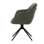 Židle jídelní a konferenční, zelená látka, černé kovové nohy, otočný mechanismus