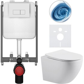 CERANO - Kompletní WC set Basic/Cesso - bílá lesklá - WC tlačítko Modulo/Bílá - pro zazdění - 49x36 CER-8050BD86001