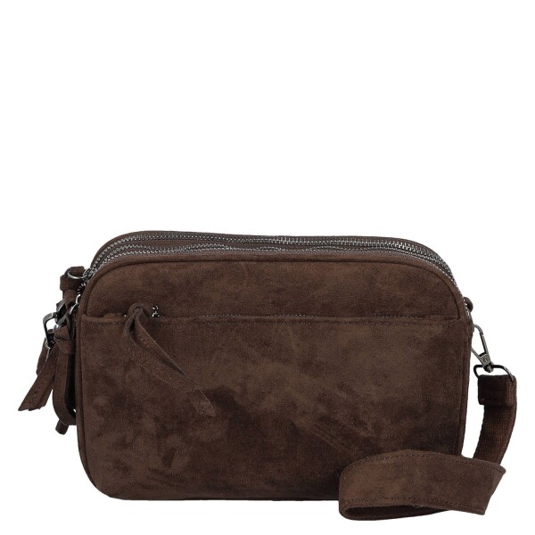 Semišová dámská crossbody kabelka Lory, tmavě hnědá
