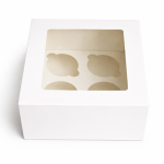 Cake star Bílá krabice s průhledným víkem na 4ks muffinů