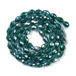 Skleněný korálek - kapka - zelená - 15 x 10 mm - 1 ks