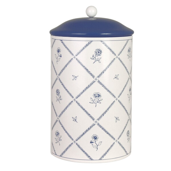 Strömshaga Plechová dóza Lovisa Blue/White 21 cm, modrá barva, kov