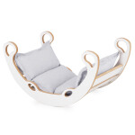 PLUSH NEST PLUSH NEST Dřevěné houpátko Mini XS 2v1 s polštářem (světle šedé / bílé)