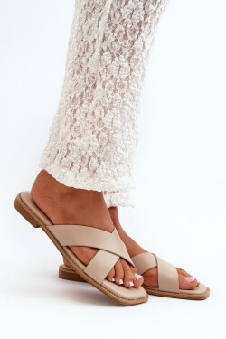 Dámské sandály na ploché podrážce z ekokůže S.Barski KV27-002 Bežové 36