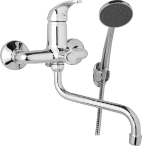 JB Sanitary Nástěnná umyvadlová a sprchová baterie SLIM, rozteč 150 mm, otočný přepínač v těle, s příslušenstvím, trubkové ramínko 200 mm A10 39 31