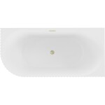 MEXEN/S - Gia volně stojící rohová vana reliéf pravá 150 x 75, bílá mat, sifon a přepad zlatá kartáčovaná 52701507501P-55