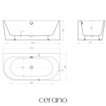 CERANO - Vana akrylátová Simone - volně stojící - asymetrická - pravá - bílá lesklá - 170x80x58 CER-346495