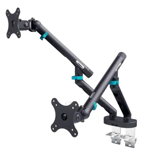 Digitus držák pro 2 monitory 35” černý / Držák pro monitory / mechanická pružina / VESA 75x75, 100x100 / do 10 kg (DA-90471)