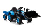 Mamido Dětský elektrický traktor s radlicí a přívěsem modrý
