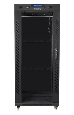 Lanberg 27U 19" černý / Stojanový rozvaděč / 600x600 mm / Flat pack / Skleněné dveře / LCD (FF01-6627-12BL)