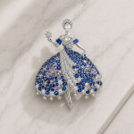 Brož Swarovski Elements Hermine - baletka, Modrá