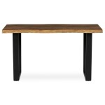 Stůl jídelní, 140x80x75 cm, MDF deska, dekor staré dřevo, kovová nohy ve tvaru U, černý matný lak