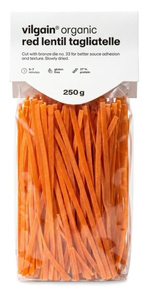Vilgain Luštěninové těstoviny BIO – 4× Tagliatelle z červené čočky 250 g