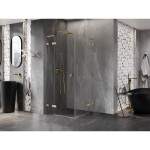 MEXEN/S - Lunar L Duo sprchový kout dveře křídlové 80 x 80, transparent, zlato kartáčovaná 834L-080L-080P-55-00