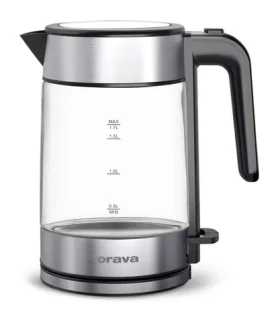 Orava VK-4018 černo-stříbrná / Skleněná varná konvice / 1.7L / 2200W / podsvícení (AD 1225)