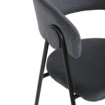 Židle jidelní, šedá látka, černá kovová noha