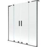 MEXEN/S - Velar L Duo dvoukřídlá posuvná vanová zástěna 150 x 150, transparent, grafit kartáčovaná 896-150-003-02-66