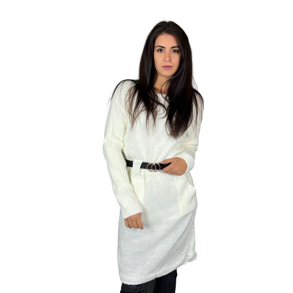 HOSH Pletené šaty ELLIS s páskem Barva: Bílá