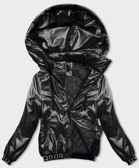 Krátká černá bunda ozdobnými stahovacími lemy (16M9087-392) odcienie czerni