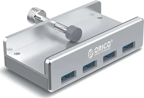 Orico MH4PU-SV-BP stříbrná / USB hub / 4x USB-A 3.0 / upínací úchyt / hliníkové tělo (MH4PU-SV-BP)