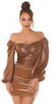 Sexy Koucla leahter look Off Shoulder Top barva brown velikost Einheitsgroesse