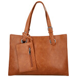 Trendy dámská koženková kabelka na rameno Valika, hnědá