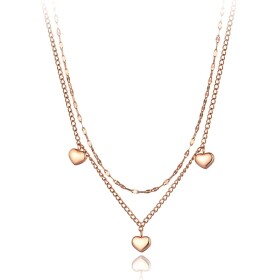 Ocelový náhrdelník Manila - chirurgická ocel, srdce, Zlatá 40 cm + 5 cm (prodloužení)