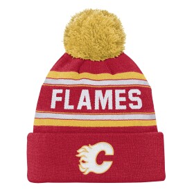 Outerstuff Dětská zimní čepice Calgary Flames NHL Jacquard Cuffed Knit With Pom