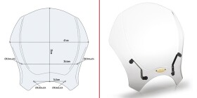 140A čiré plexi univerzální, vxš350x410 mm, nutná specifická montážní sada dle modelu motocyklu