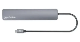 Manhattan 181167 šedá / USB hub / 4x USB-A + 3x USB-C / USB 3.2 Gen 2 / Power Delivery 100W (181167)