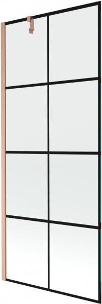 MEXEN/S - Next vanová zástěna FIX 80 x 150, černá vzor, měď kartáčovaná - 895-080-000-00-70-77 895-080-000-00-77-65