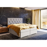 Čalouněná postel Johana 120x200, béžová, vč. matrace a topperu