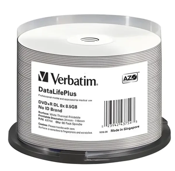 Verbatim DVD+R DL Thermal Printable 50ks / Optické médium / 8,5 GB / 8x / Vřeteno (43754)