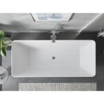 MEXEN/S - Velo Slim volně stojící vana 170 x 75, bílá/černá, sifon a přepad chrom 52811707575-01