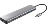 Trust Dalyx 7v1 stříbrná / USB-C hub / 3x HDMI / 2x USB-A / 2x USB-C / 100W PD (25661)