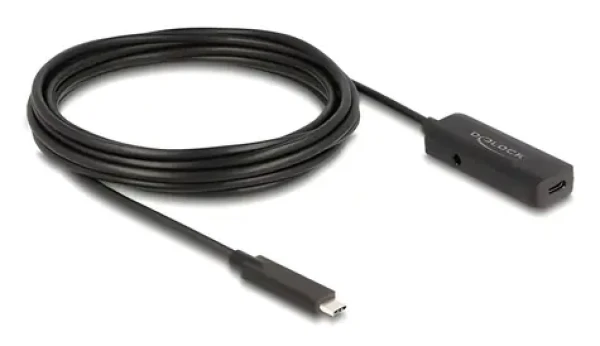 DeLock USB-C (M) - USB-C (F) černá / Aktivní prodlužovací kabel / 10 Gbps / USB 3.2 Gen 2 / 5 m (80028)