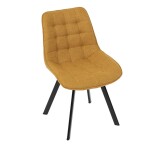 Židle jídelní, žlutá látka, nohy černý kov