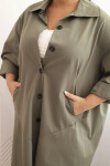 Dámský plášť Plus Size Punto s bavlnou a knoflíky khaki UNI