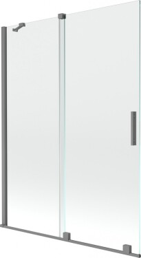 MEXEN/S - Velar dvoukřídlá posuvná vanová zástěna 130 x 150, transparent, grafit metal 896-130-000-01-95